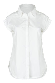 Product shot of The Cap Sleeve Cotton Stretch Shirt in colour White (White), from the front