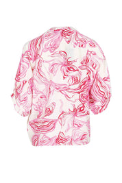 Product shot of the The Dolman Sleeve Button Up Shirt – Pinkmarble in colour Pinkmarble, from the back
