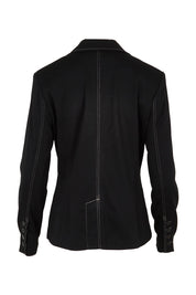 Product shot of The Contrast Stitching Stretch Blazer in colour Black (Black), from the back