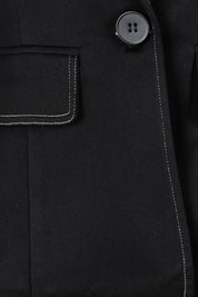 Product shot of The Contrast Stitching Stretch Blazer in colour Black (Black), detail