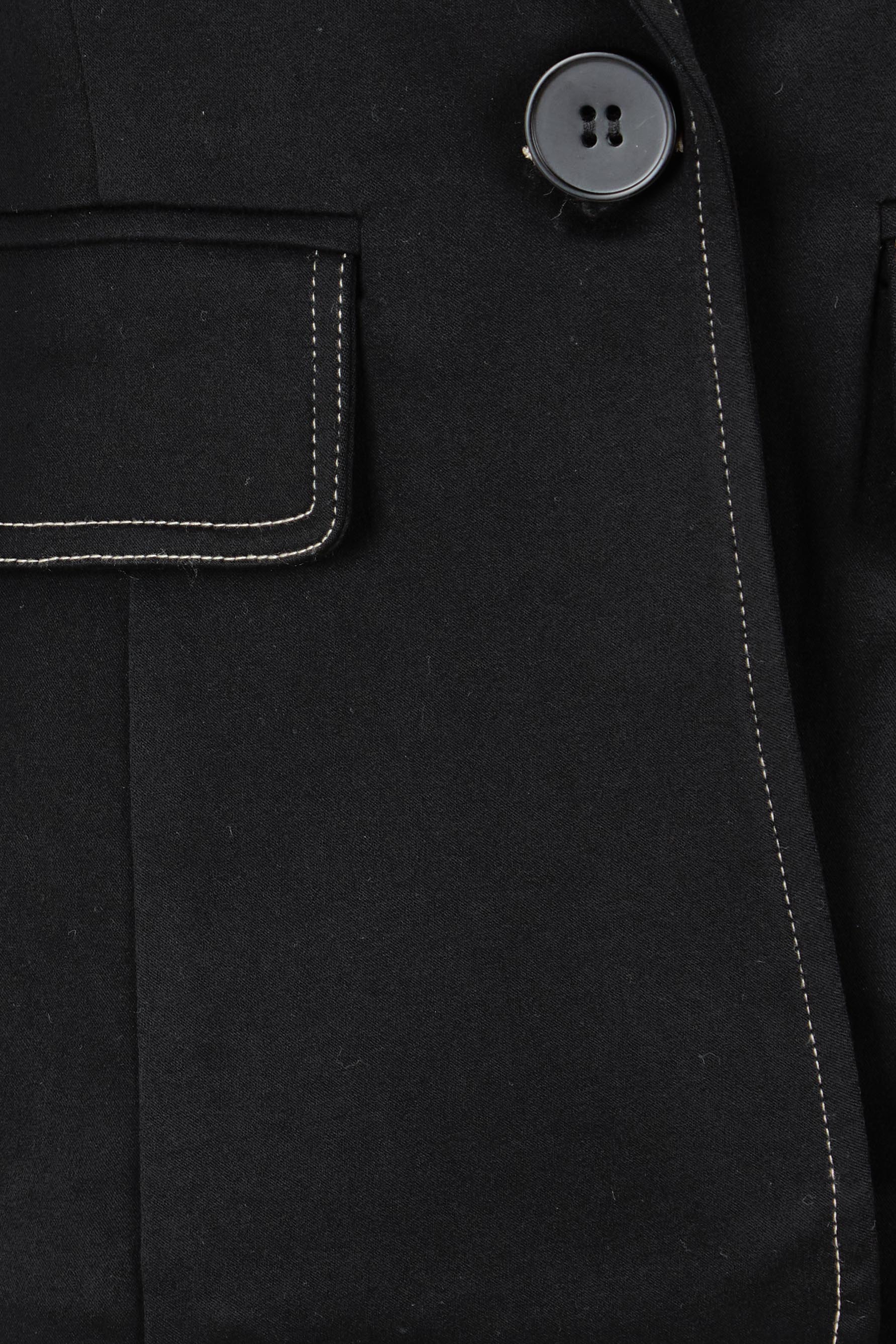 Product shot of The Contrast Stitching Stretch Blazer in colour Black (Black), detail