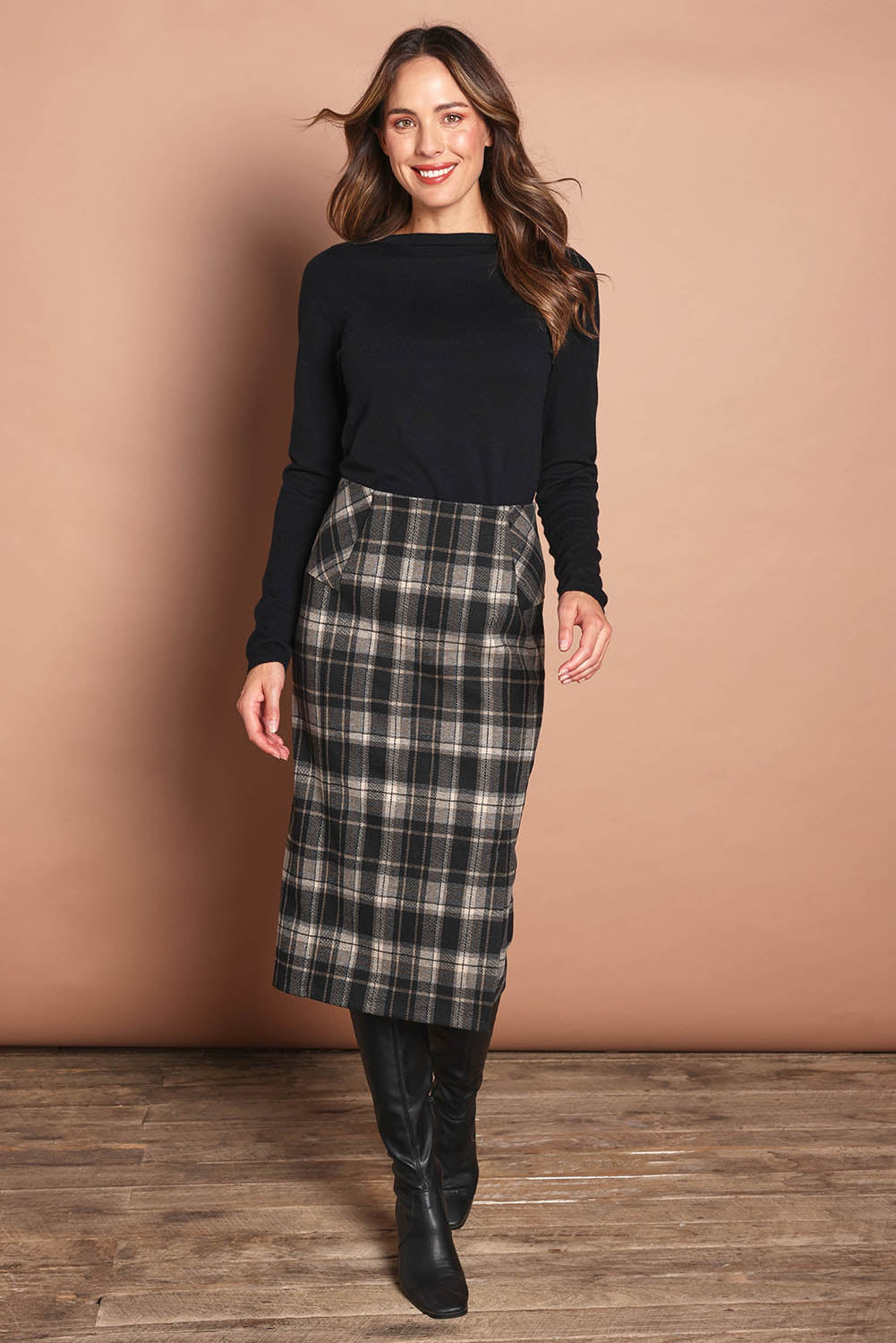 The Check Ponte Pull On Skirt – Check – birdsnest