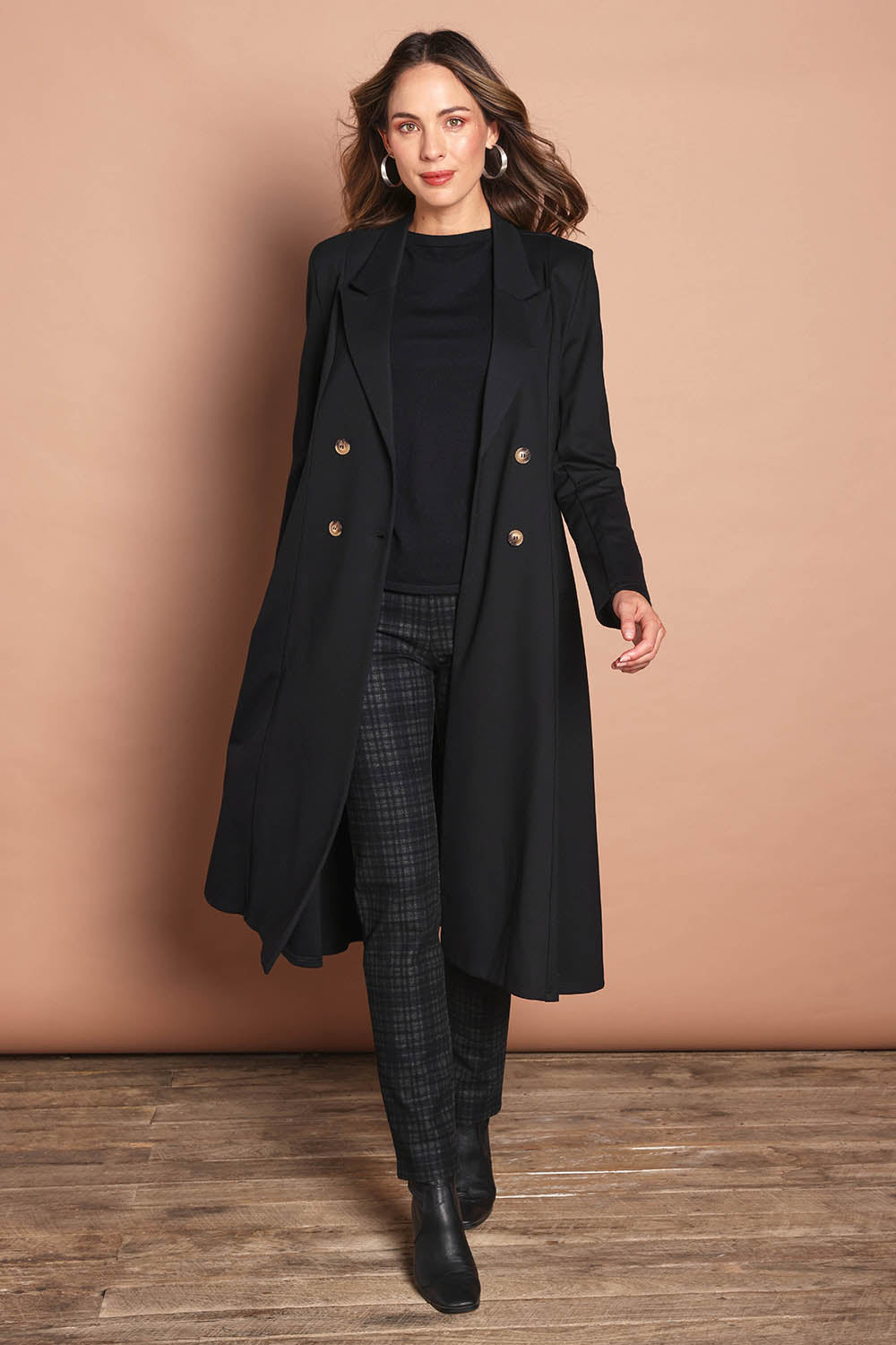 The Desire Longline Ponte Coat – Jetblack