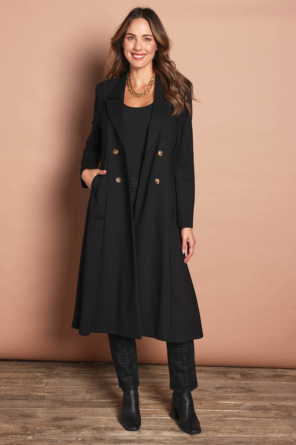 The Desire Longline Ponte Coat – Jetblack