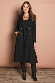 The Desire Longline Ponte Coat – Jetblack
