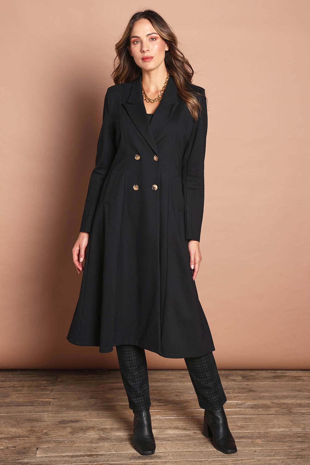 The Desire Longline Ponte Coat – Jetblack