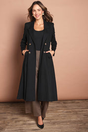 The Desire Longline Ponte Coat – Jetblack
