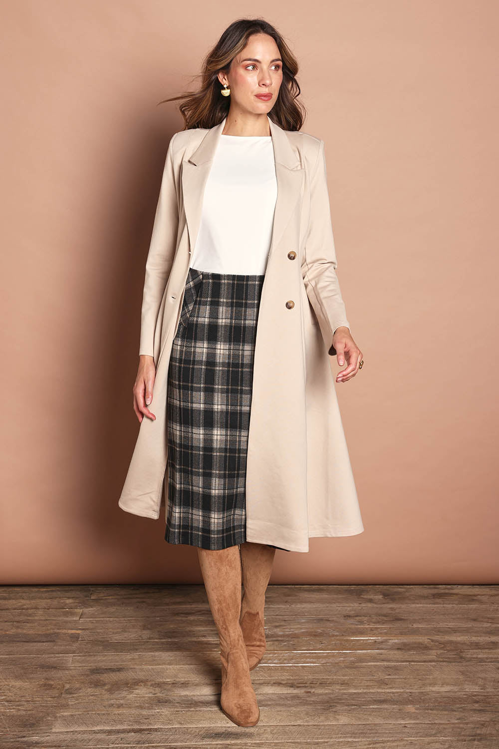 The Desire Longline Ponte Coat – Sand