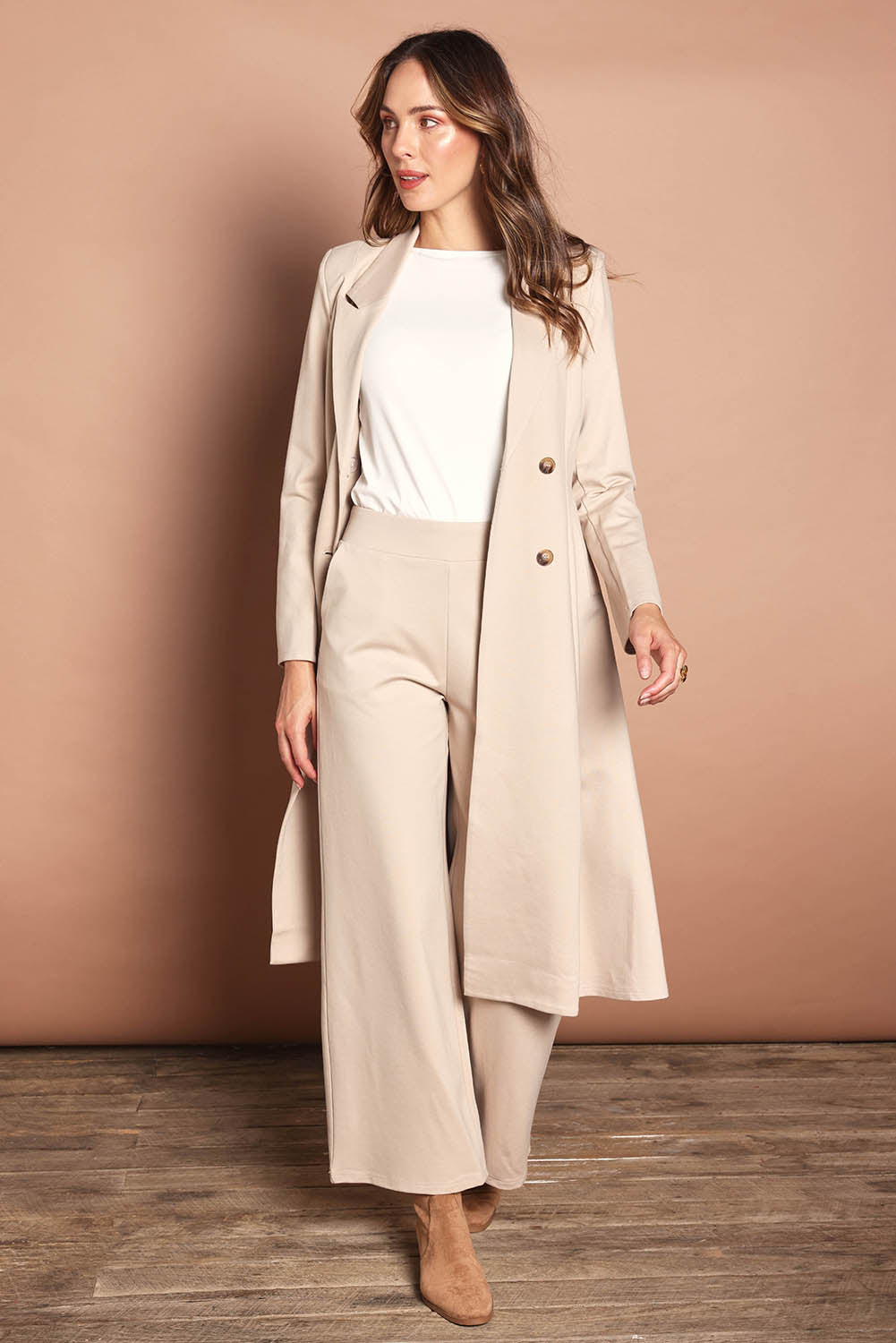 The Desire Longline Ponte Coat – Sand