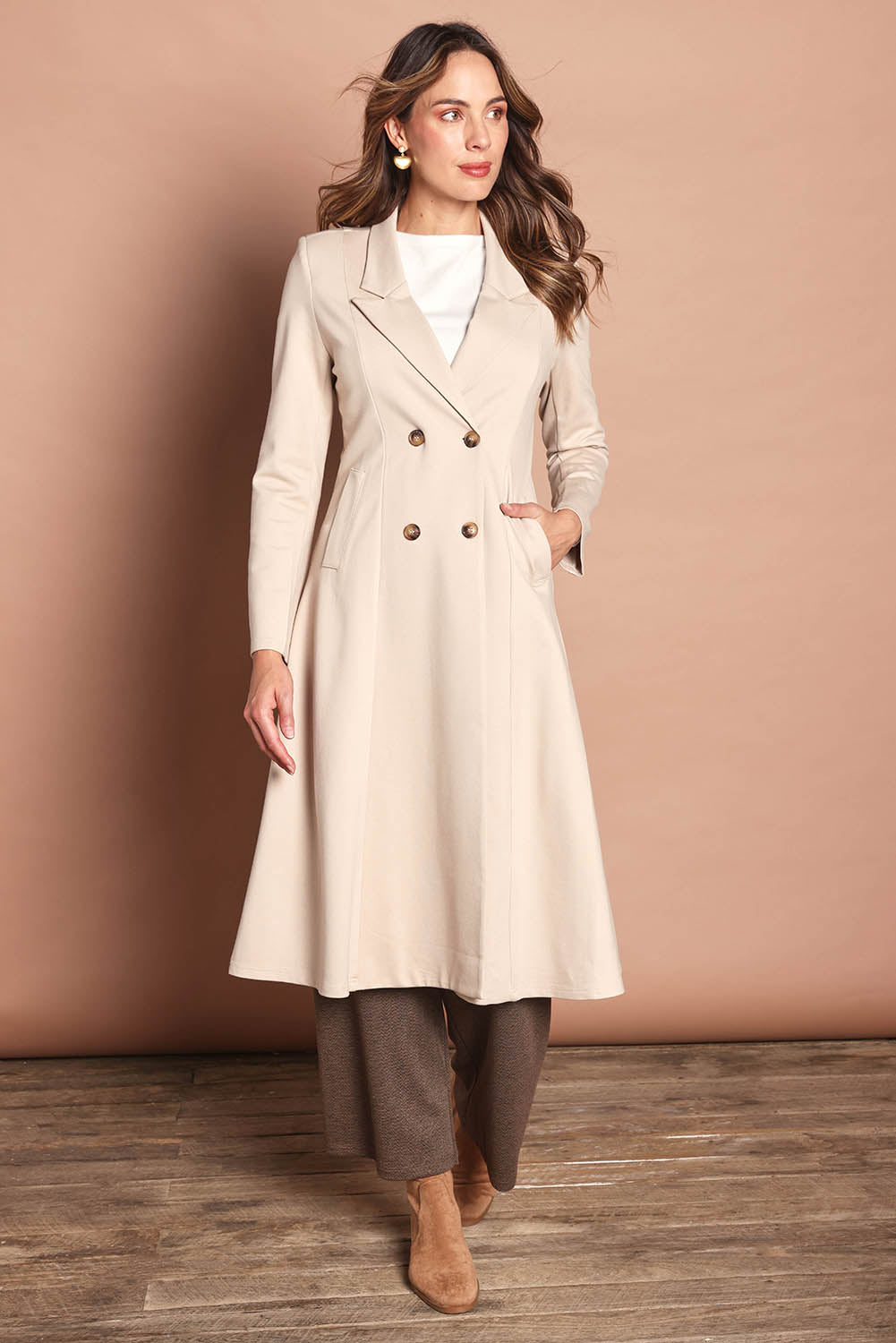 The Desire Longline Ponte Coat – Sand