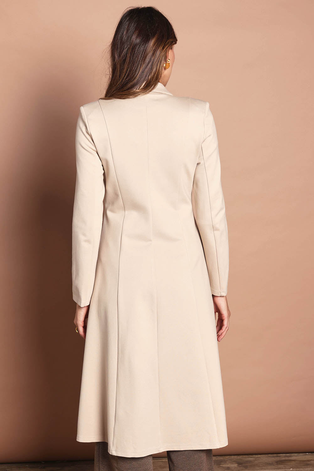 The Desire Longline Ponte Coat – Sand