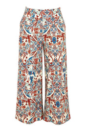 Product shot of The Printed Wide Leg Culotte in colour Mirage, from the front