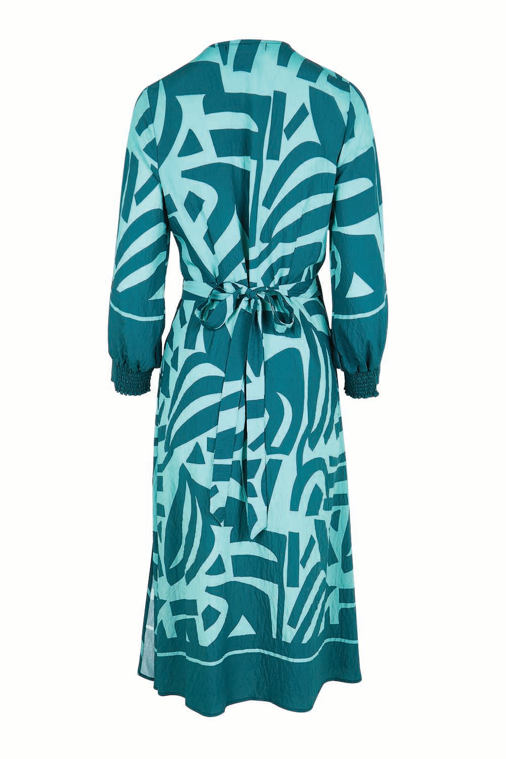 Product shot of the The Printed Wrap Dress - Abstract in colour Abstract, from the back