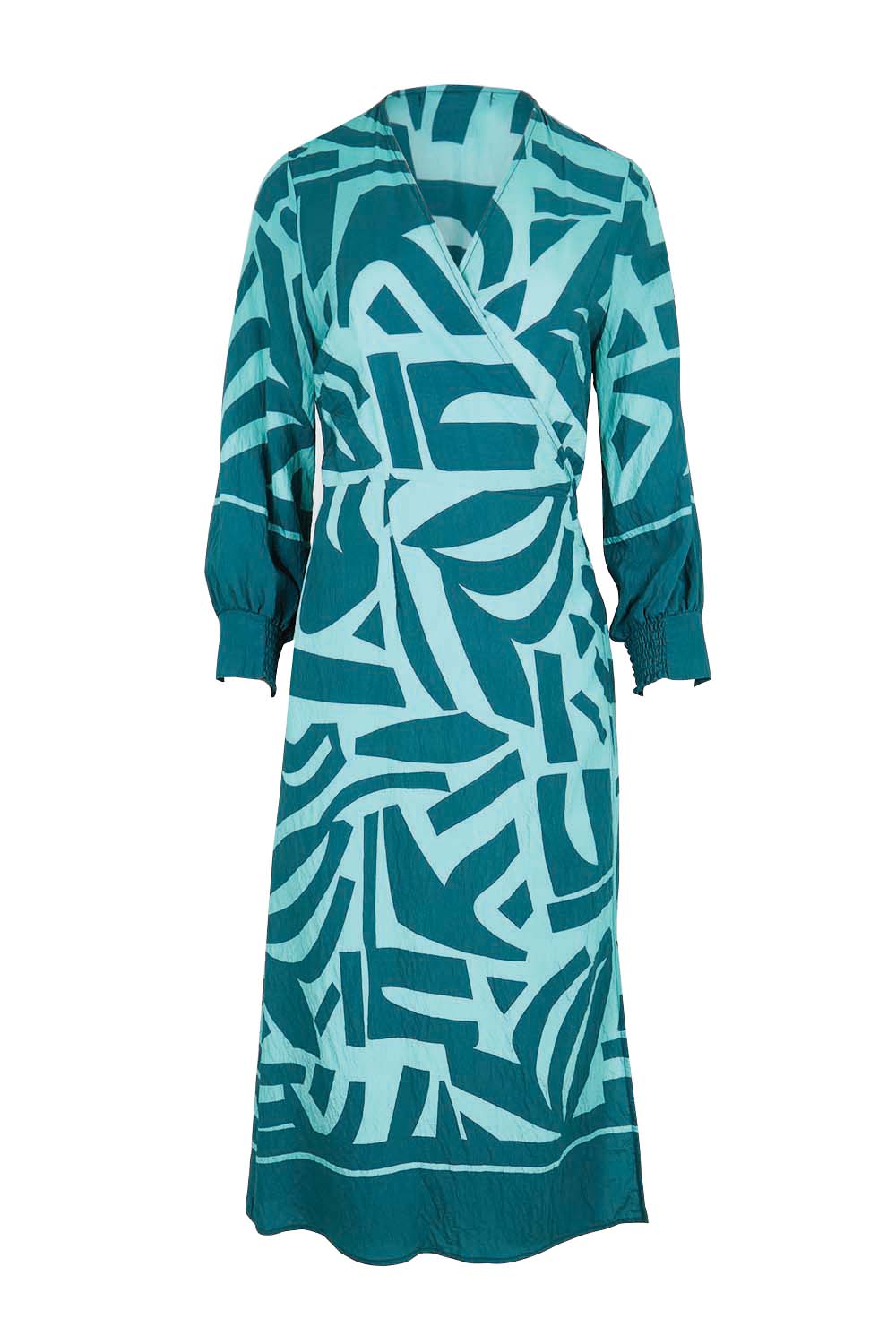 Product shot of the The Printed Wrap Dress - Abstract in colour Abstract, from the front