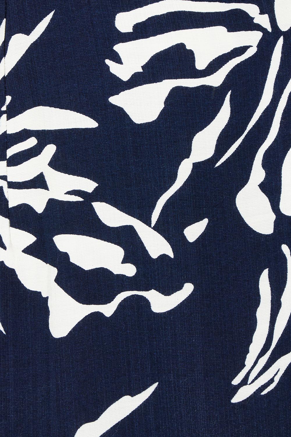 Product shot of The Printed Wrap Dress in colour Navyfleur (Blue), detail