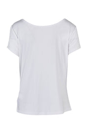 Product shot of The Reversible Cowl Neck Cap Sleeve Top in colour White (White), from the back