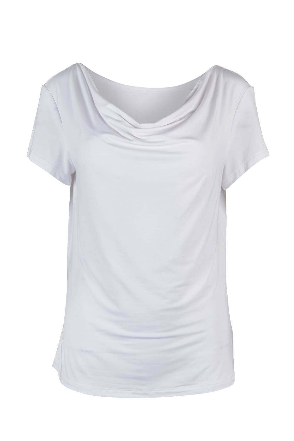 Product shot of The Reversible Cowl Neck Cap Sleeve Top in colour White (White), from the front
