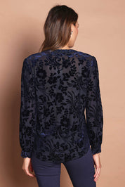The Soft Burnout Velvet Shirt – Navyblue