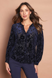 The Soft Burnout Velvet Shirt – Navyblue