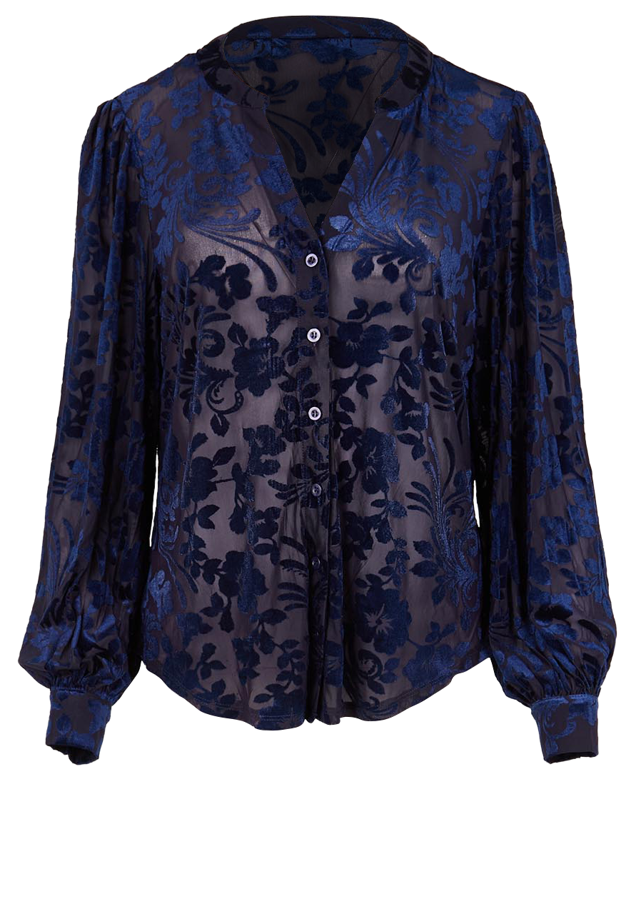 The Soft Burnout Velvet Shirt – Navyblue