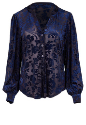 The Soft Burnout Velvet Shirt – Navyblue