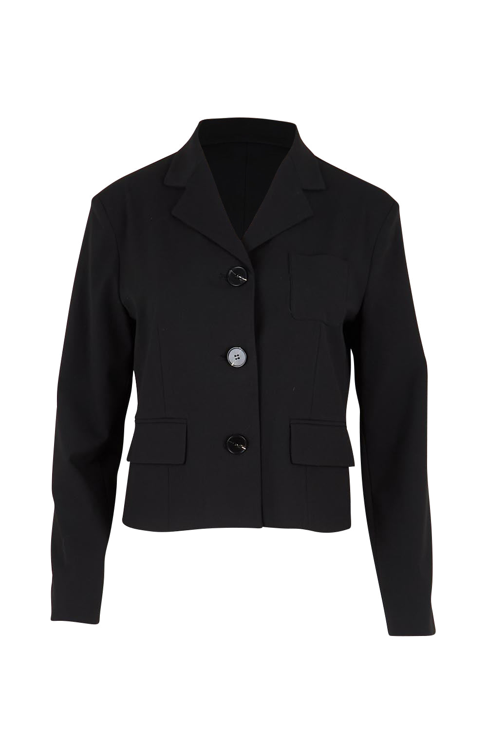 Product shot of the The Buttoned Blazer With Pocket Details – Black in colour Black, from the front