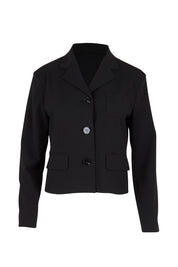 Product shot of the The Buttoned Blazer With Pocket Details – Black in colour Black, from the front