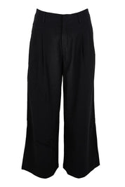 Product shot of the The Linen Blend Tailored Pant - Black in colour Black, from the front