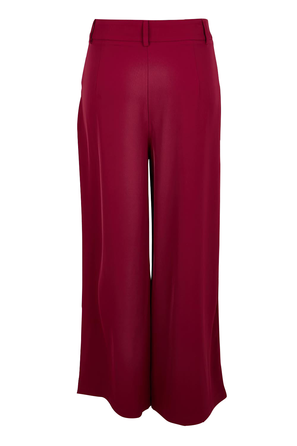 Product shot of the The Soft Suiting Pant – Burgundy in colour Burgundy, from the back