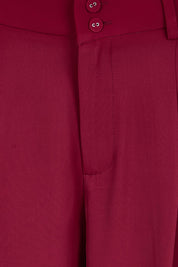 Product shot of the The Soft Suiting Pant – Burgundy in colour Burgundy, showing detail
