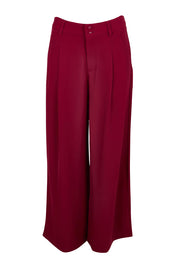 Product shot of the The Soft Suiting Pant – Burgundy in colour Burgundy, from the front