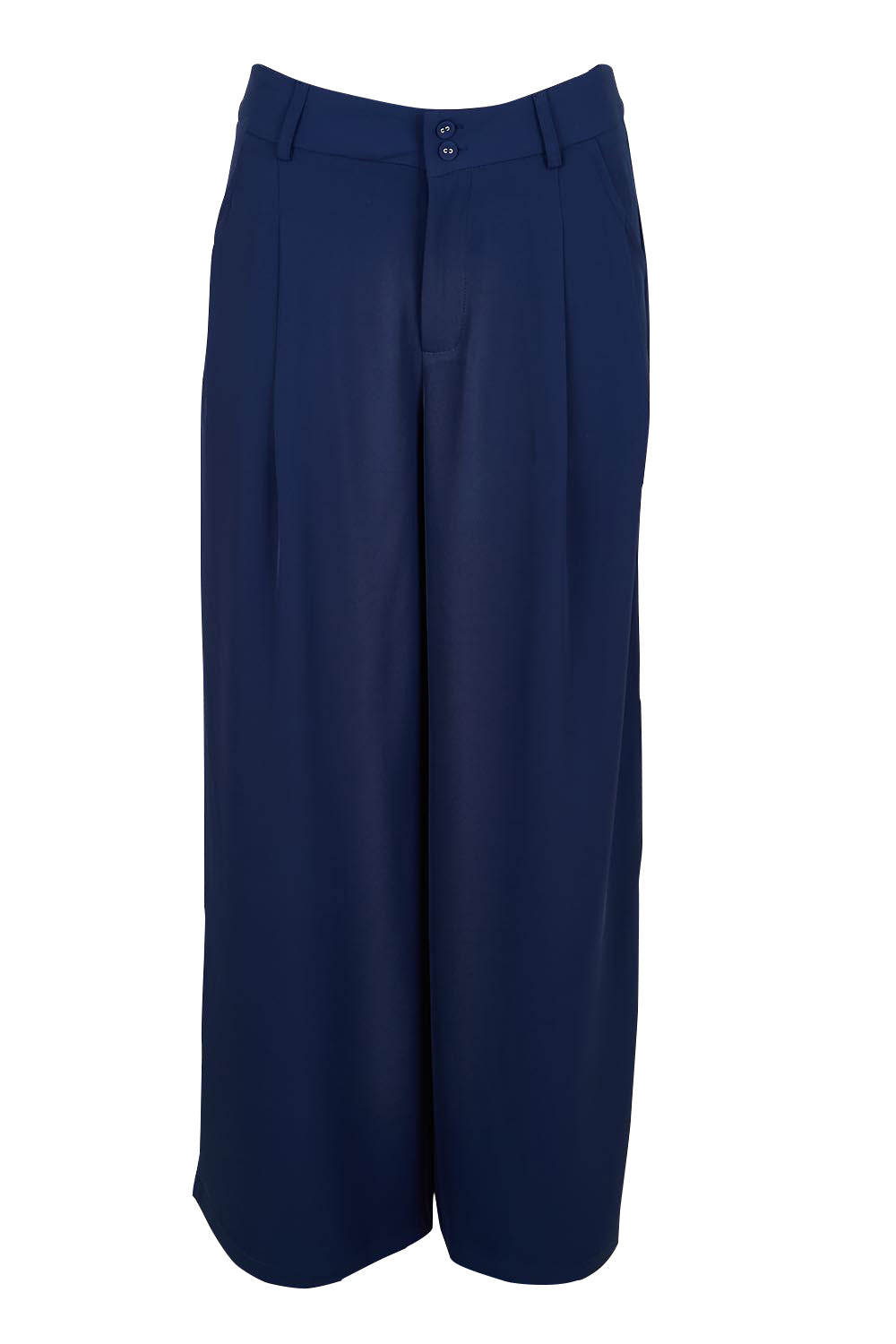 Product shot of the The Soft Suiting Pant – Navy in colour Navy, from the front