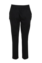 Product shot of the The Tapered Pull On Stretch Pant – Black in colour Black, from the back