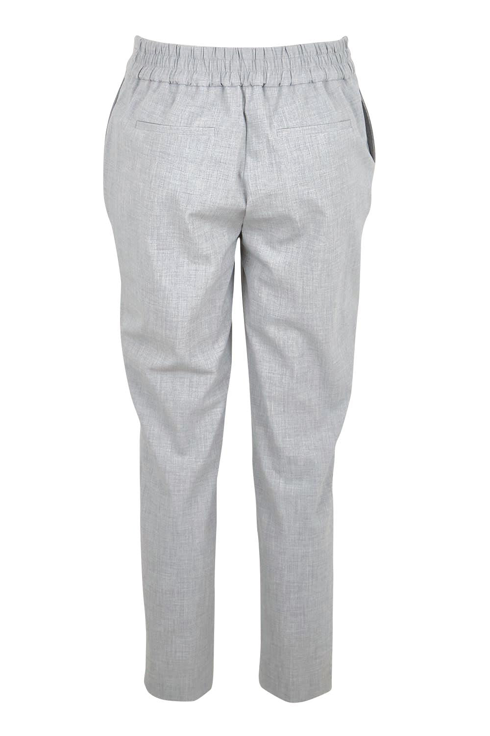 Product shot of the The Tapered Pull On Stretch Pant – Grey in colour Grey, from the back