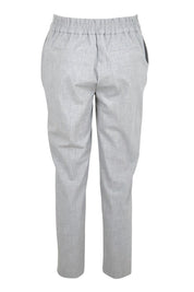 Product shot of the The Tapered Pull On Stretch Pant – Grey in colour Grey, from the back