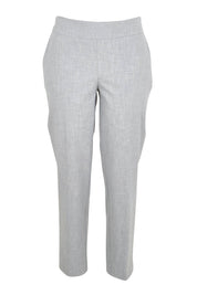 Product shot of the The Tapered Pull On Stretch Pant – Grey in colour Grey, from the front
