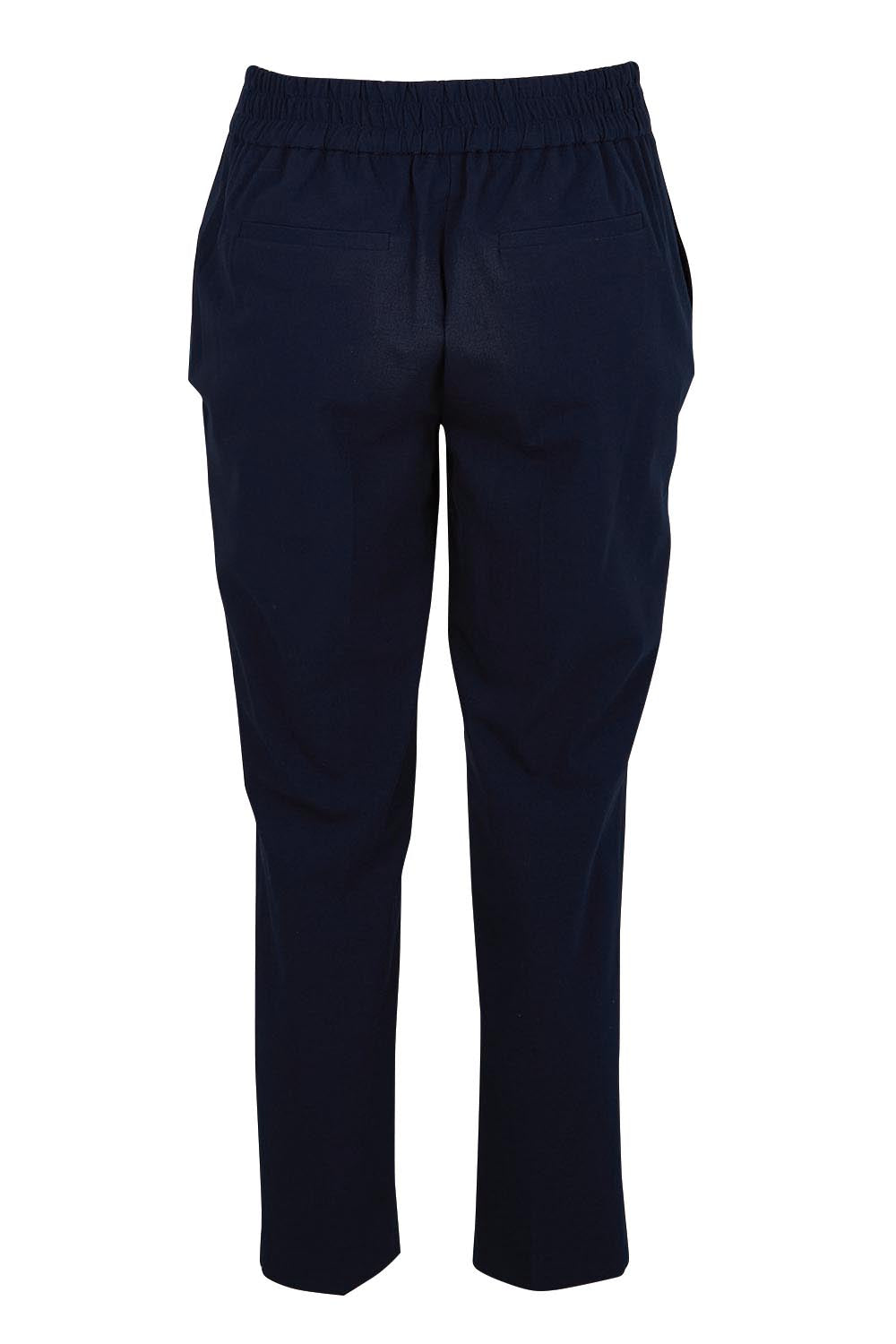 Product shot of the The Tapered Pull On Stretch Pant – Navy in colour Navy, from the back