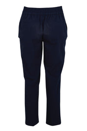 Product shot of the The Tapered Pull On Stretch Pant – Navy in colour Navy, from the back