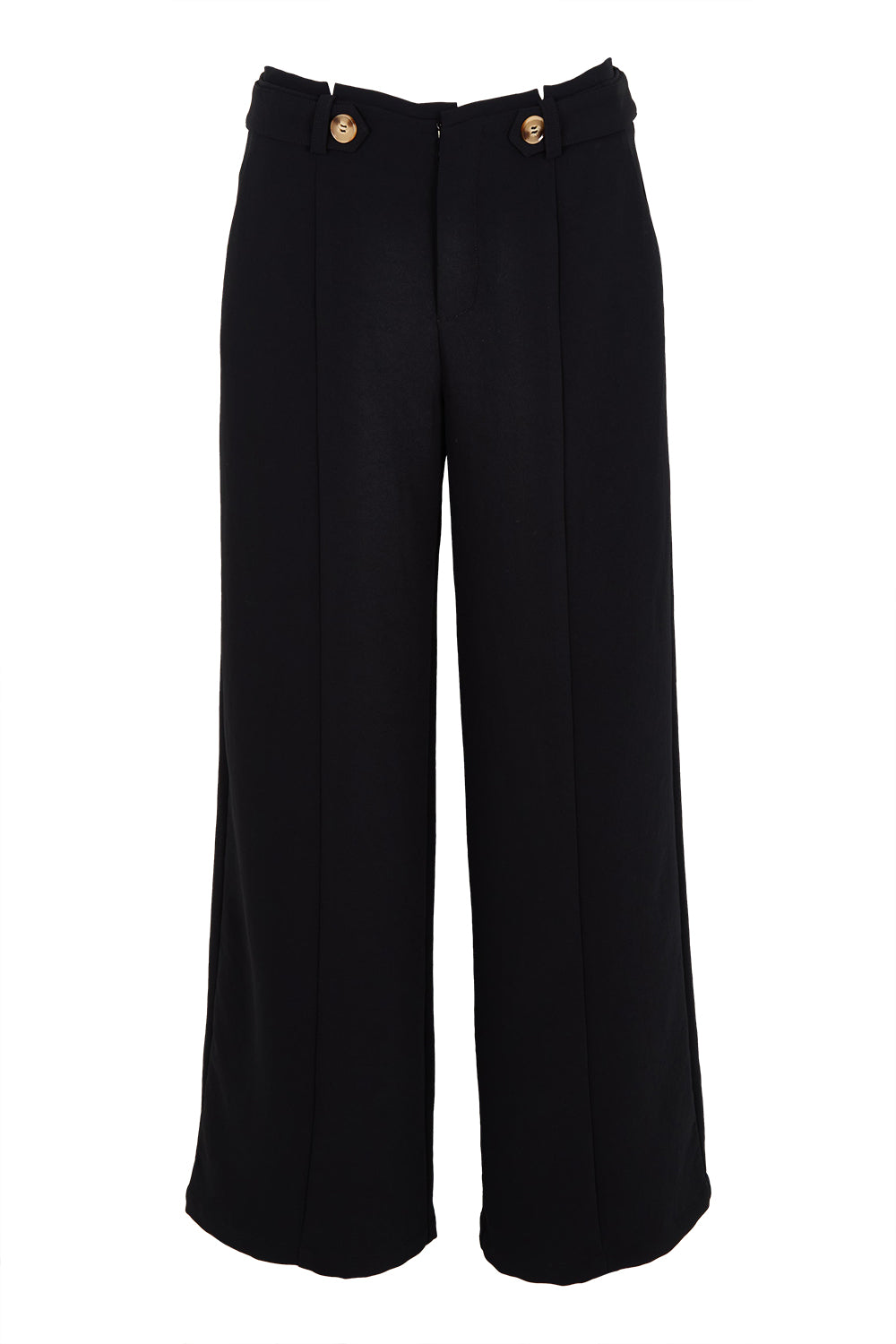 Product shot of The Tab Detail Tailored Pant in colour Black (Black), from the front