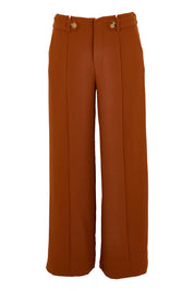 Product shot of The Tab Detail Tailored Pant in colour Rust, from the front
