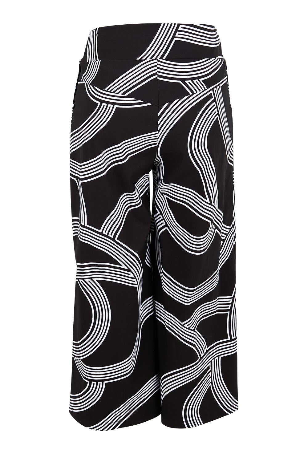Product shot of the The Printed Stretch Wide Leg Culotte – Contour in colour Contour, from the back