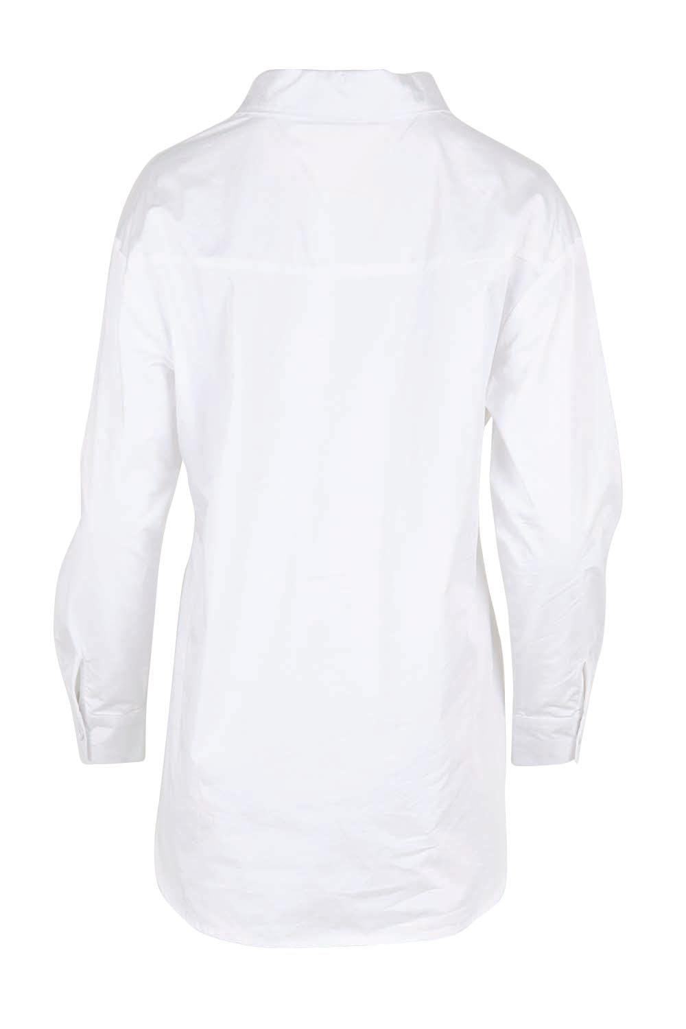 Product shot of the The Luxe Cotton Popover Shirt – White in colour White, from the back