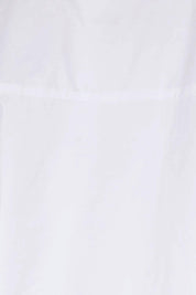 Product shot of the The Luxe Cotton Popover Shirt – White in colour White, showing detail