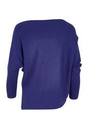 Product shot of the The Pleated Shoulder Knit – Indigoblue in colour Indigoblue, from the back