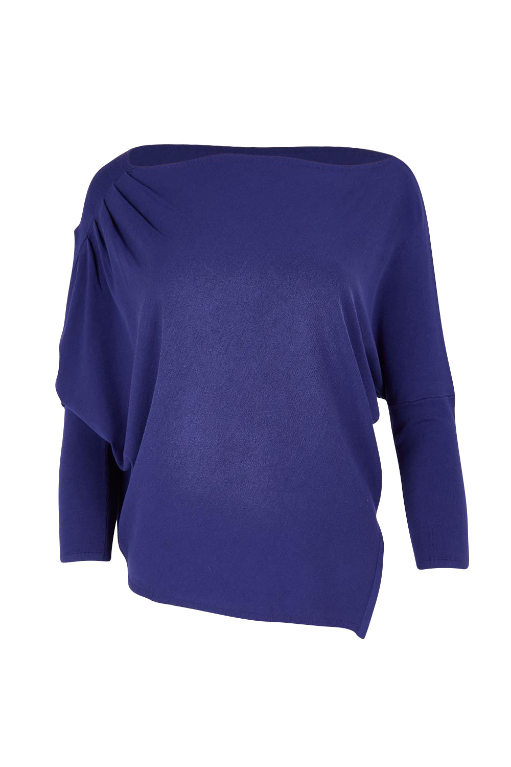 Product shot of the The Pleated Shoulder Knit – Indigoblue in colour Indigoblue, from the front