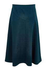 Product shot of the The Ponte Curve Seam Pull On Skirt – Lagoon in colour Lagoon, from the back