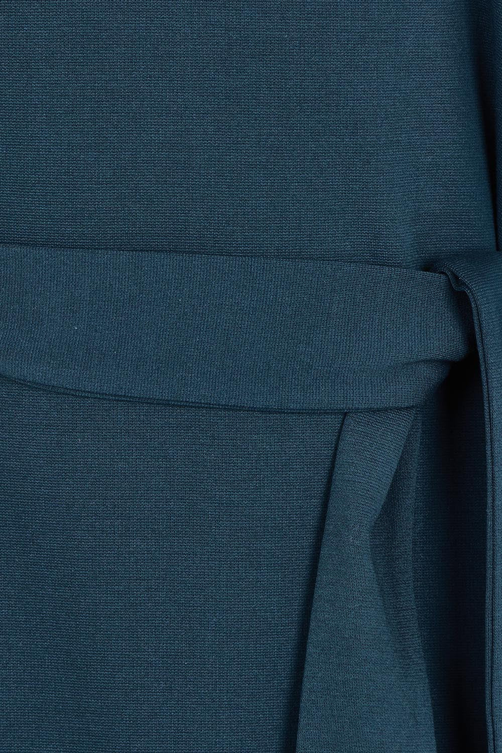 Product shot of The Square Neck Ponte Dress in colour Lagoon (Green), detail