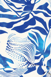 Product shot of the The Printed Popover Dress - Bluebloom in colour Bluebloom, showing detail