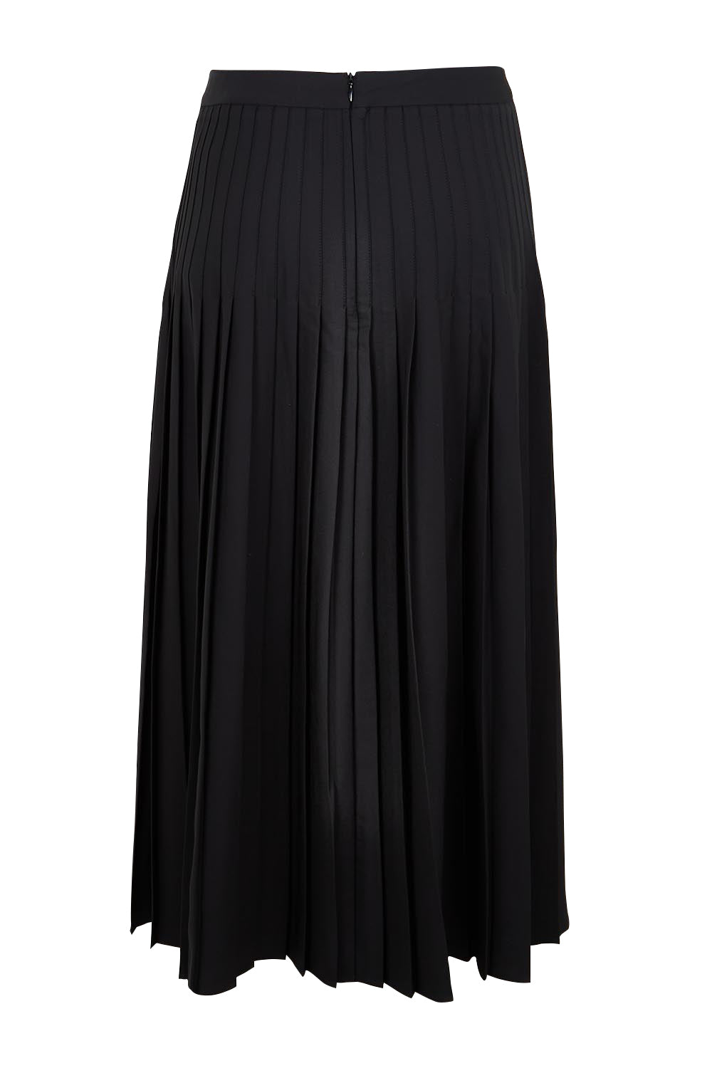 Product shot of the The Luxe Pleated Skirt – Black in colour Black, from the back