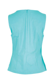 Product shot of the The Stretch Boat Neck Top – Aquablue in colour Aquablue, from the back